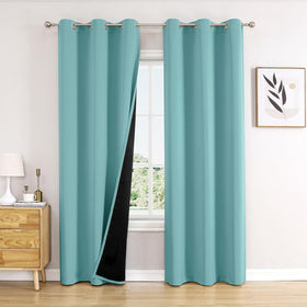 100% Blackout Thermal Insulated Grommet Curtains Set