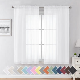 Airy Sheer Voile Curtains Set for Living Room & Bedroom