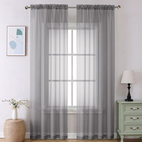 Airy Sheer Voile Curtains Set for Living Room & Bedroom