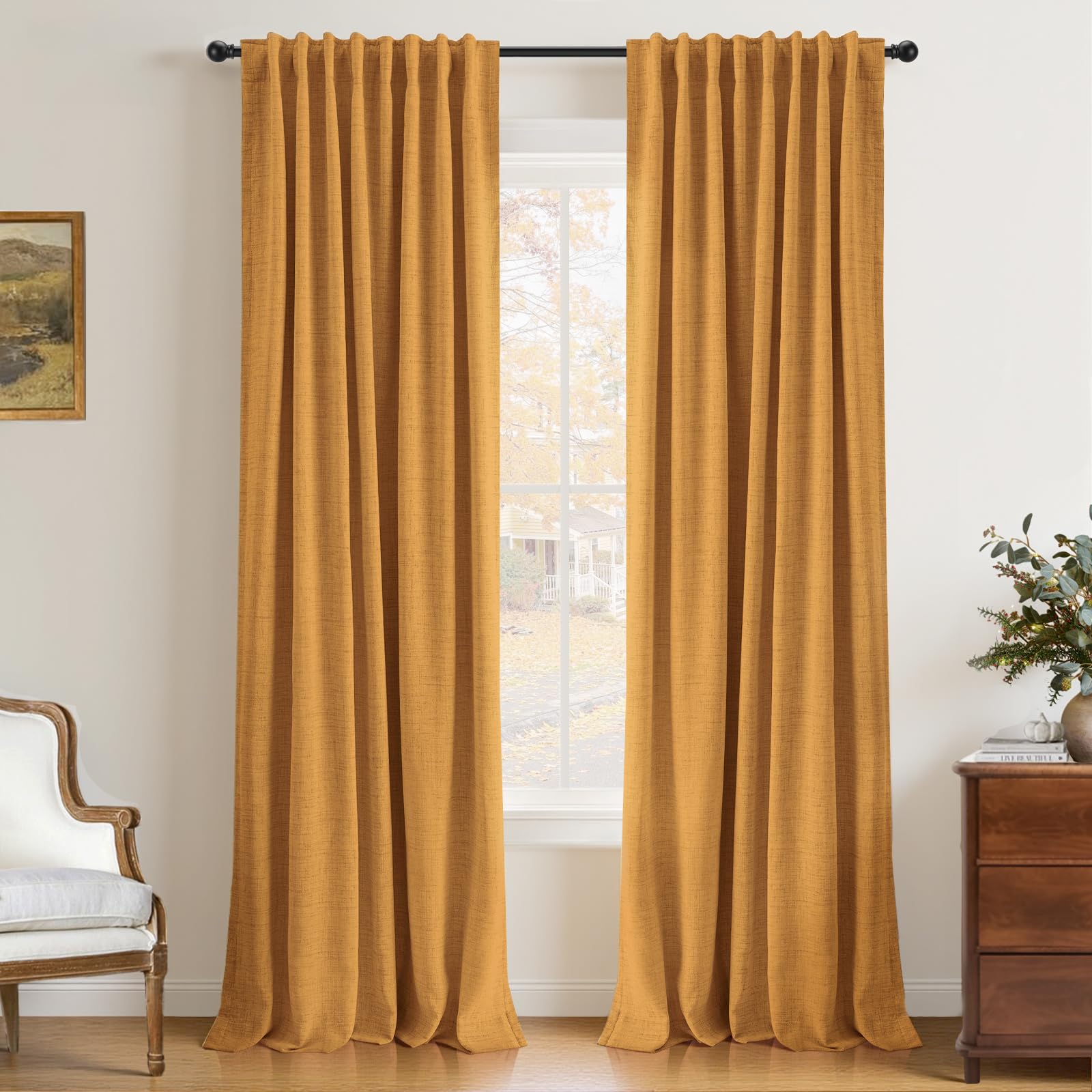 100% Blackout Linen Curtains for Bedroom