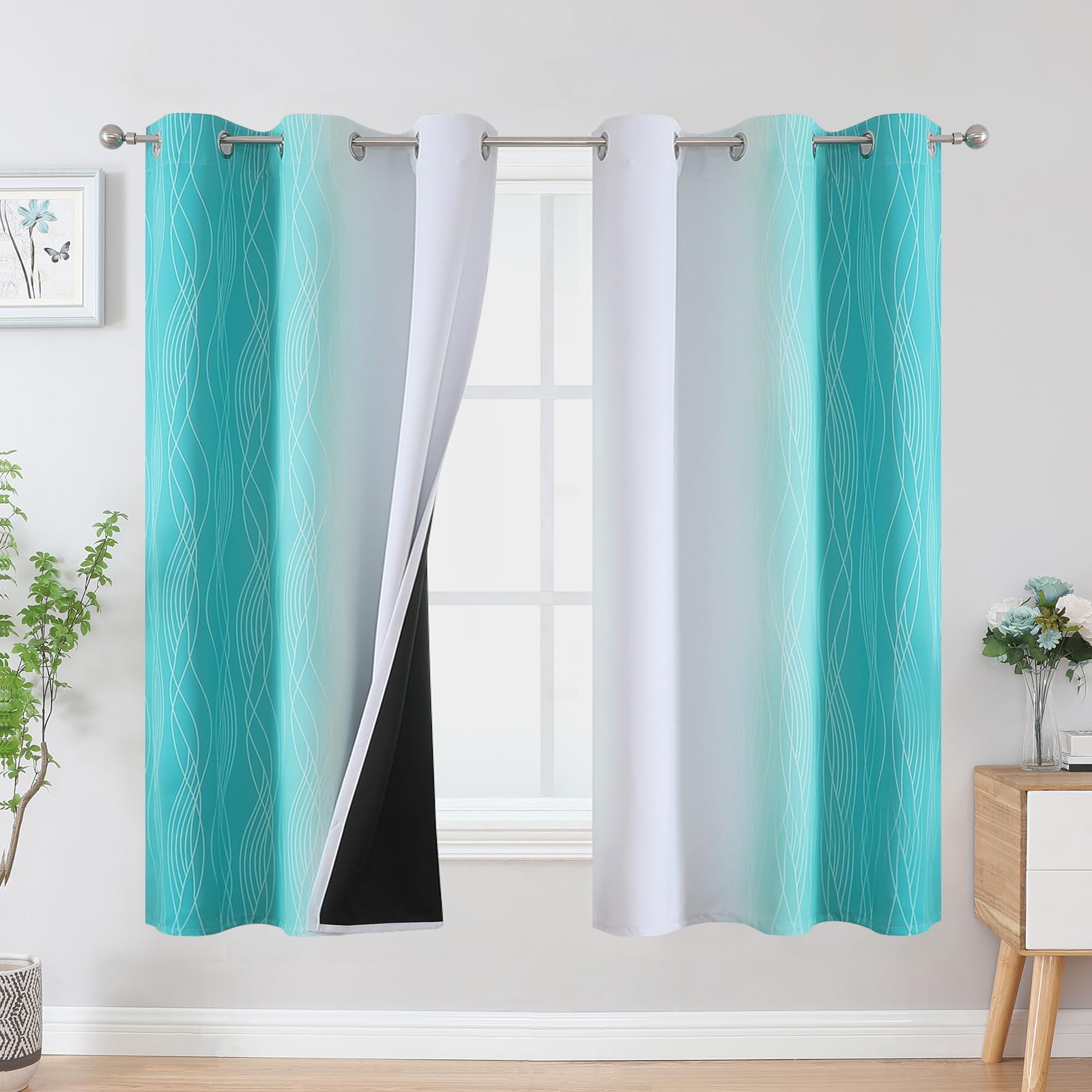 Estelar Textiler Ombre Blackout Curtains for Bedroom 2 Panels Set