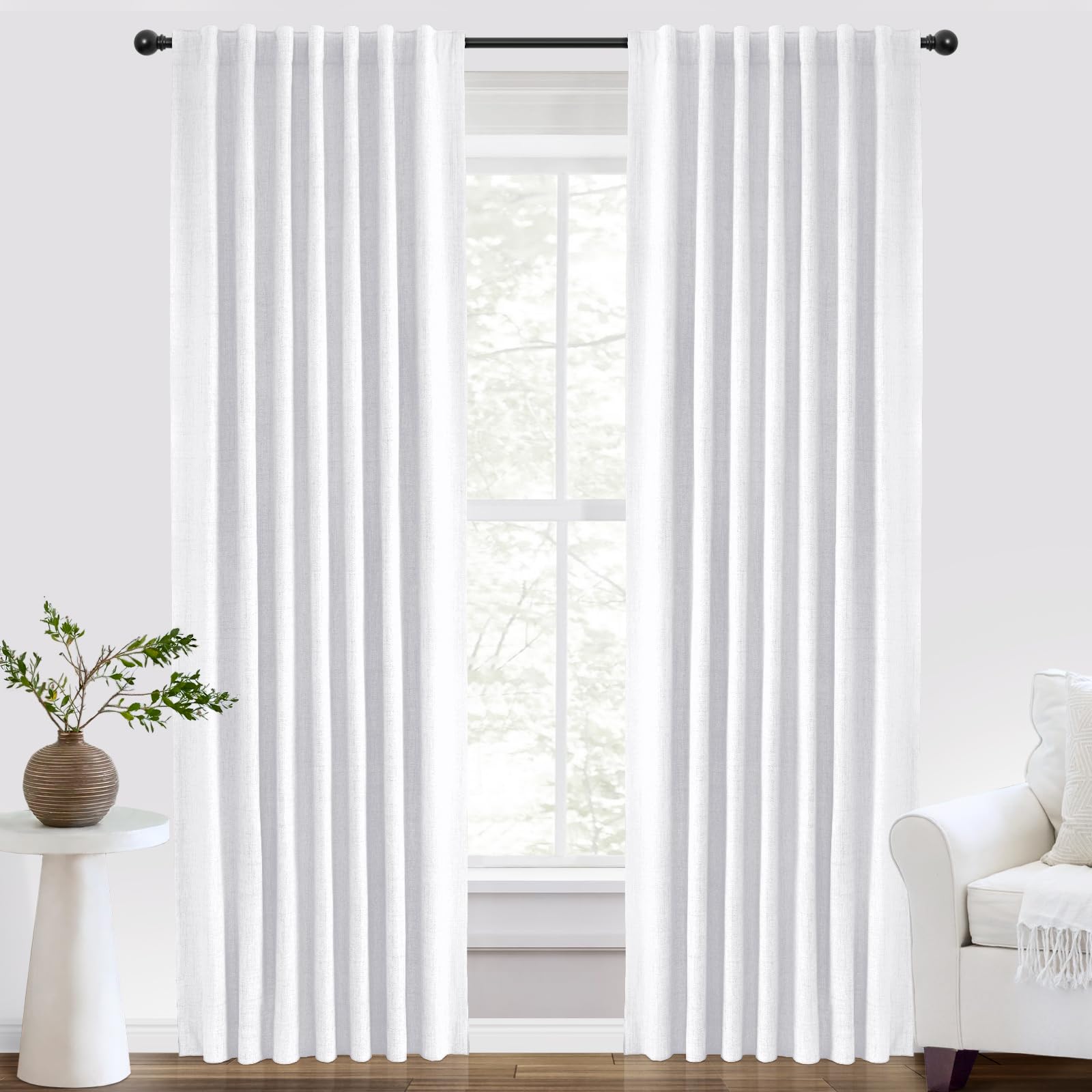 100% Blackout Linen Curtains for Bedroom