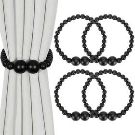 Boho Wood Bead Magnetic Curtain Tiebacks