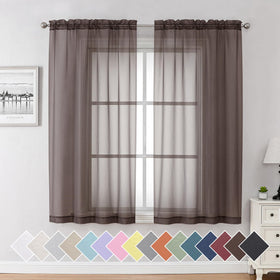 Airy Sheer Voile Curtains Set for Living Room & Bedroom