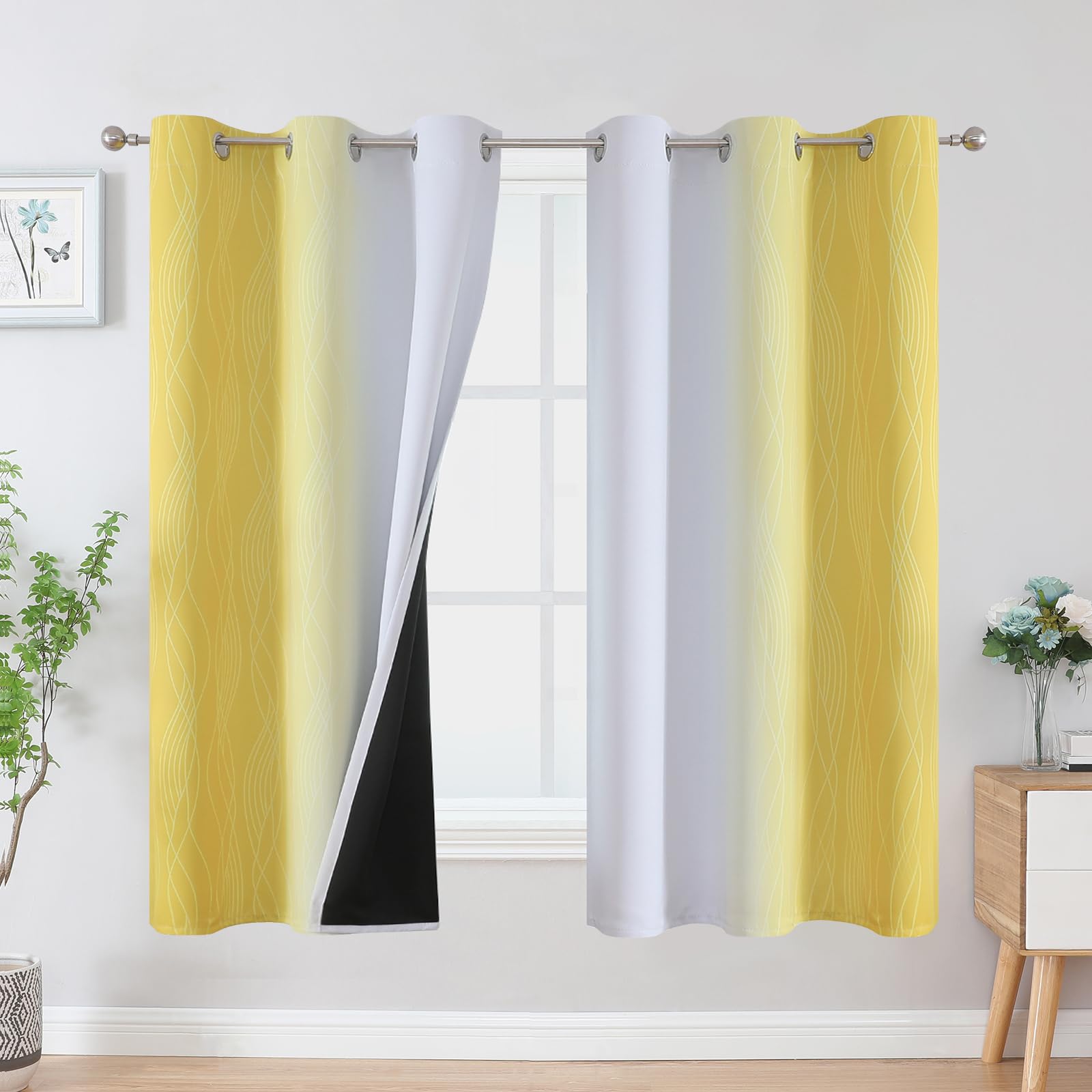 Estelar Textiler Ombre Blackout Curtains for Bedroom 2 Panels Set