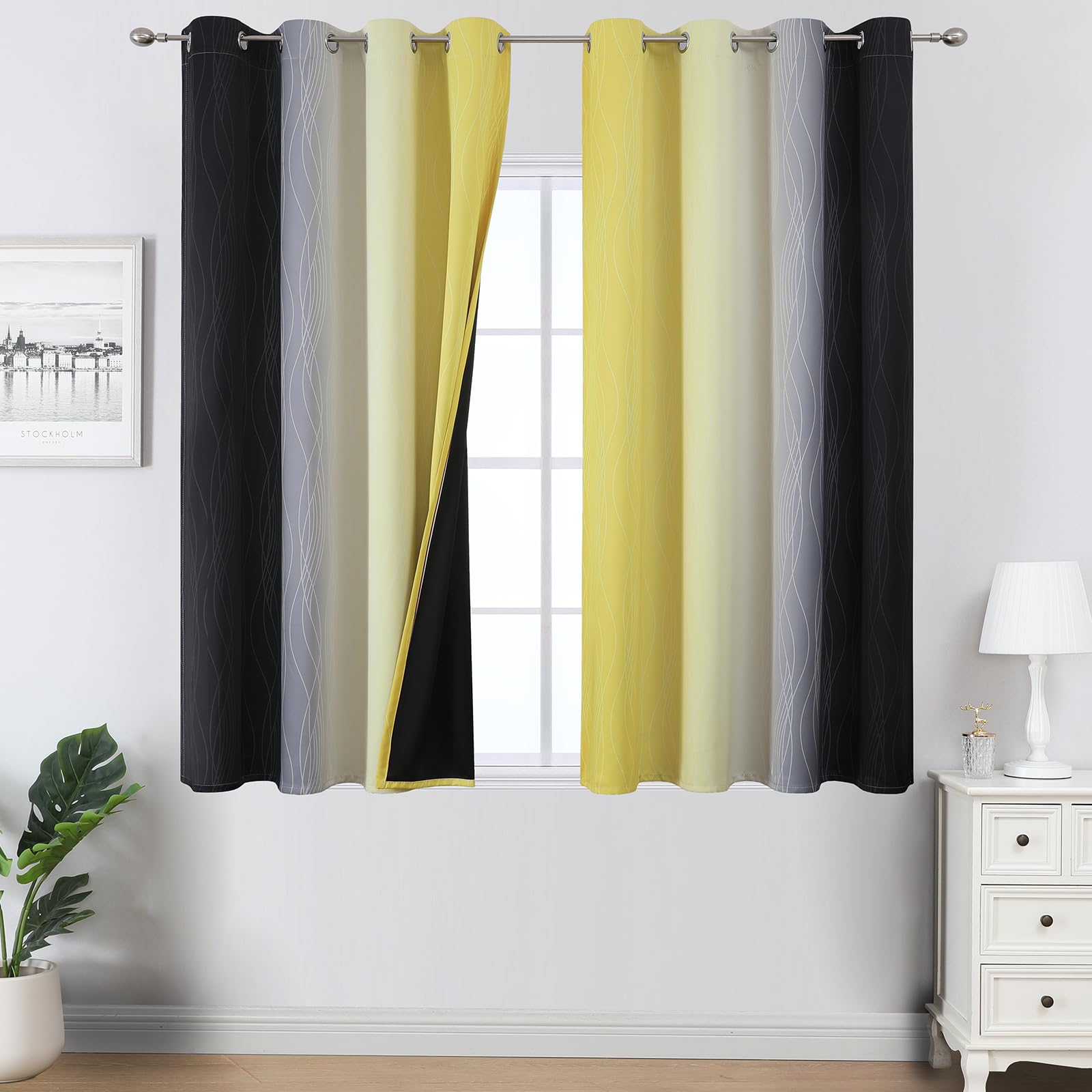 Estelar Textiler Ombre Blackout Curtains for Bedroom 2 Panels Set