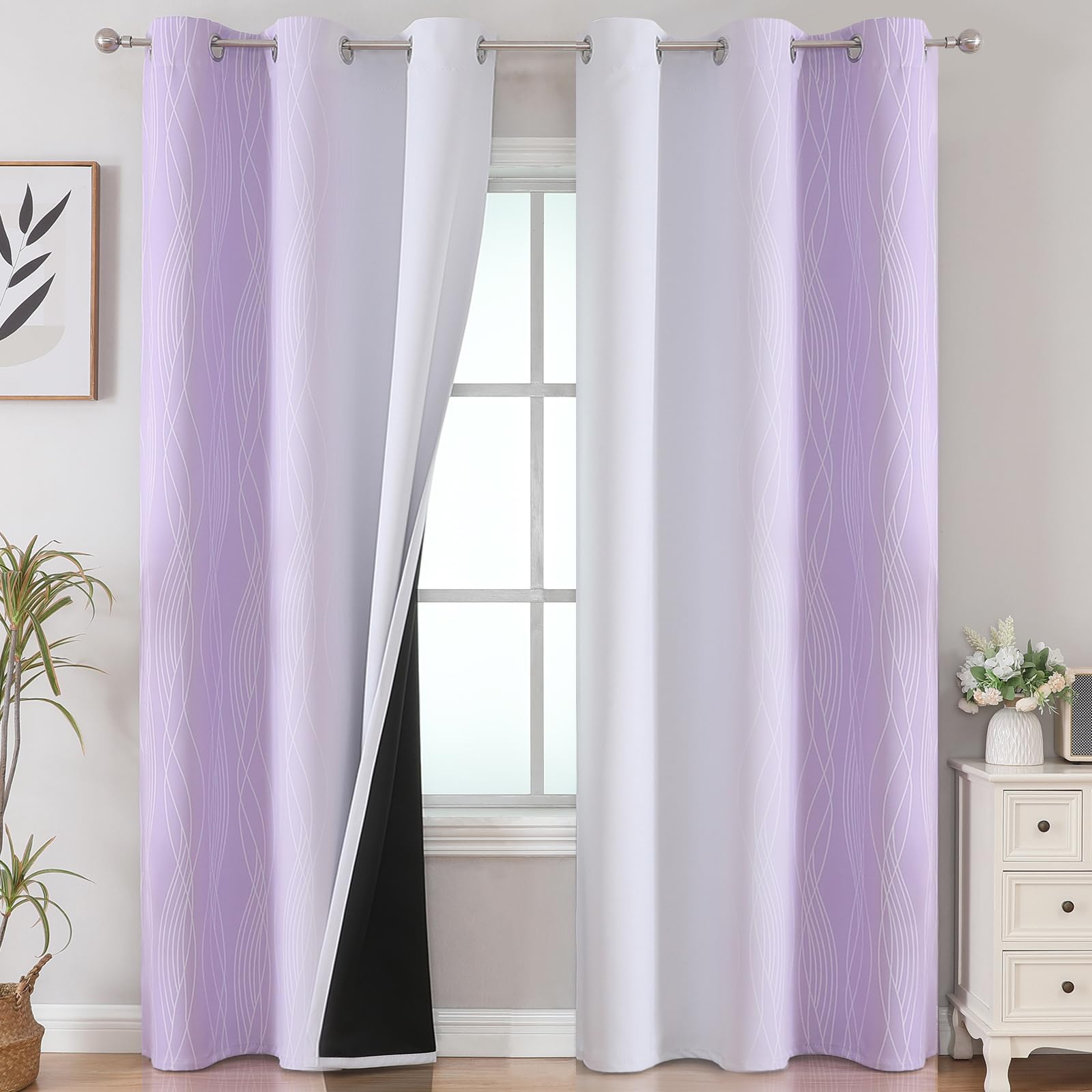 Estelar Textiler Ombre Blackout Curtains for Bedroom 2 Panels Set