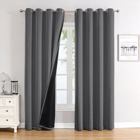 100% Blackout Thermal Insulated Grommet Curtains Set