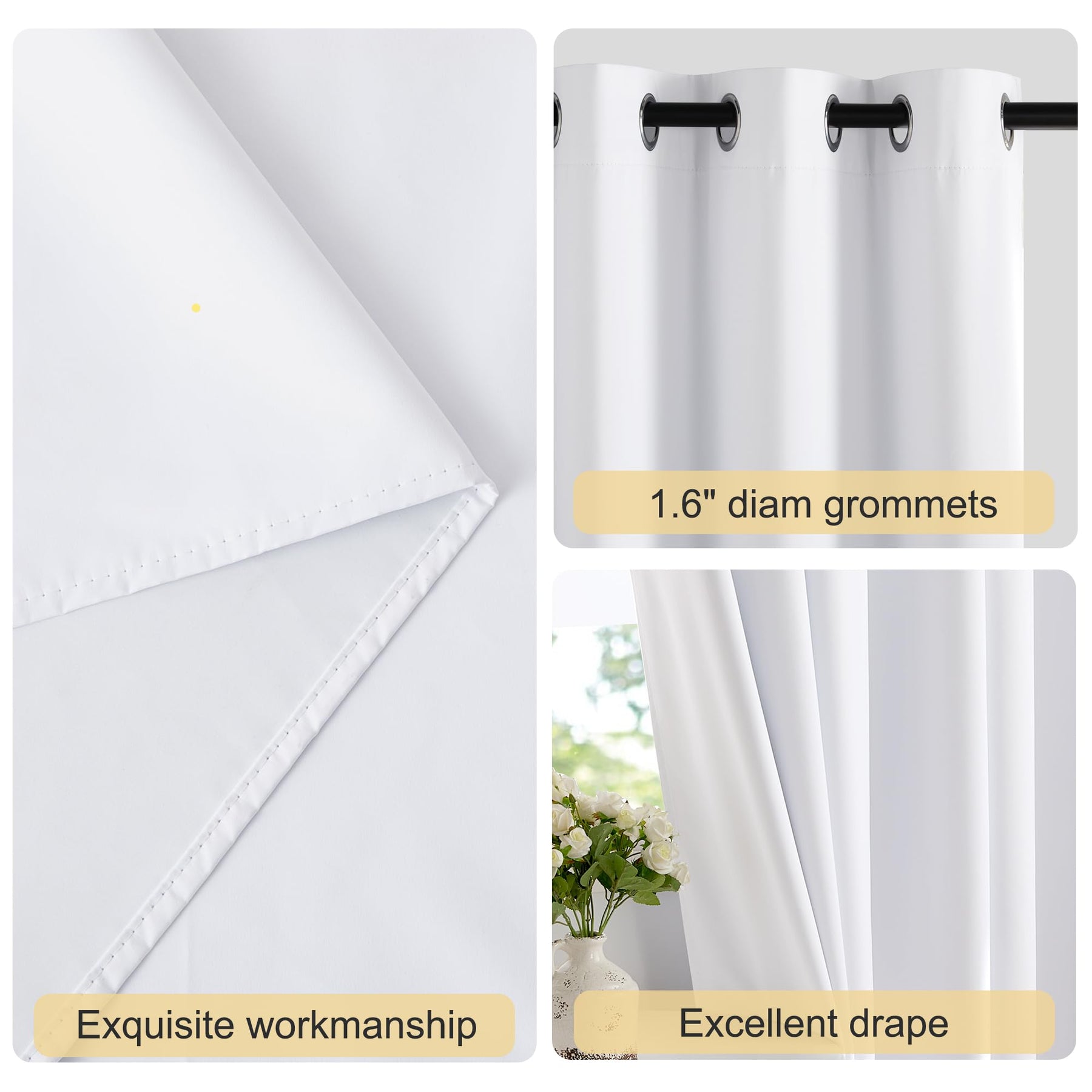 Grommet Blackout Curtains Set for Windows