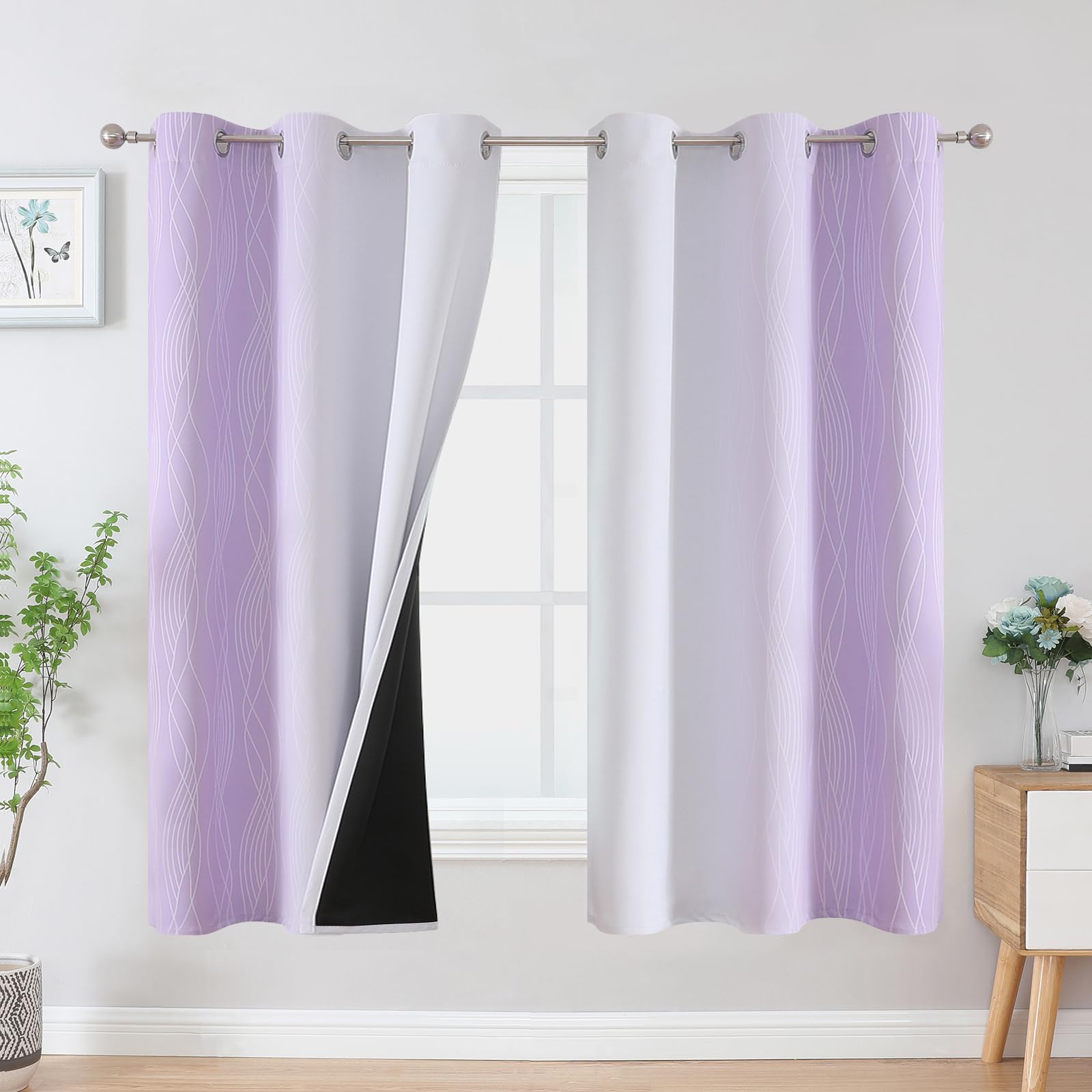 Estelar Textiler Ombre Blackout Curtains for Bedroom 2 Panels Set