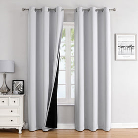 100% Blackout Thermal Insulated Grommet Curtains Set