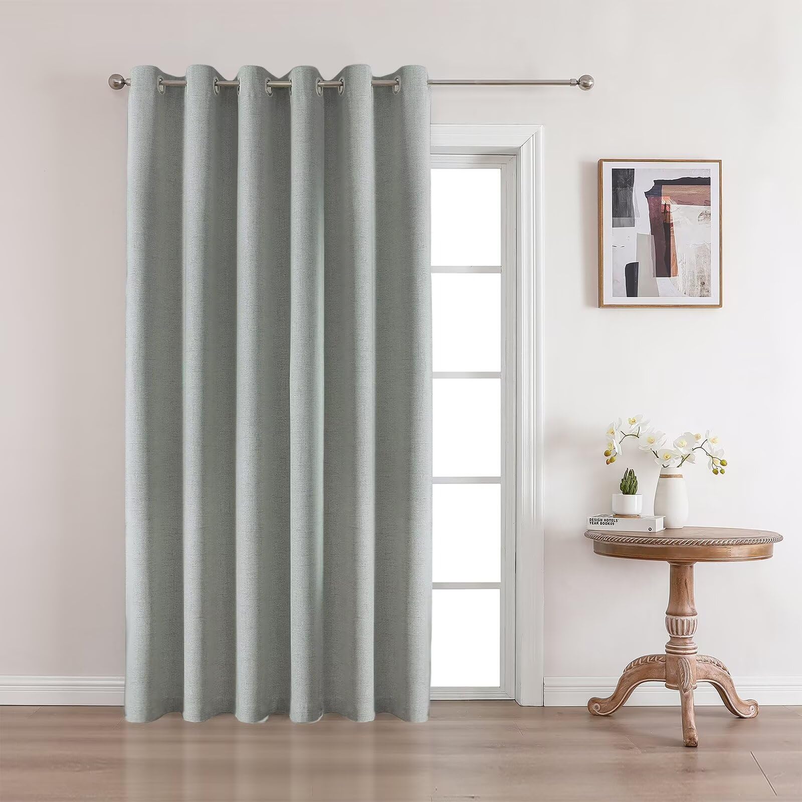 Full Blackout Faux Linen Grommet Curtains