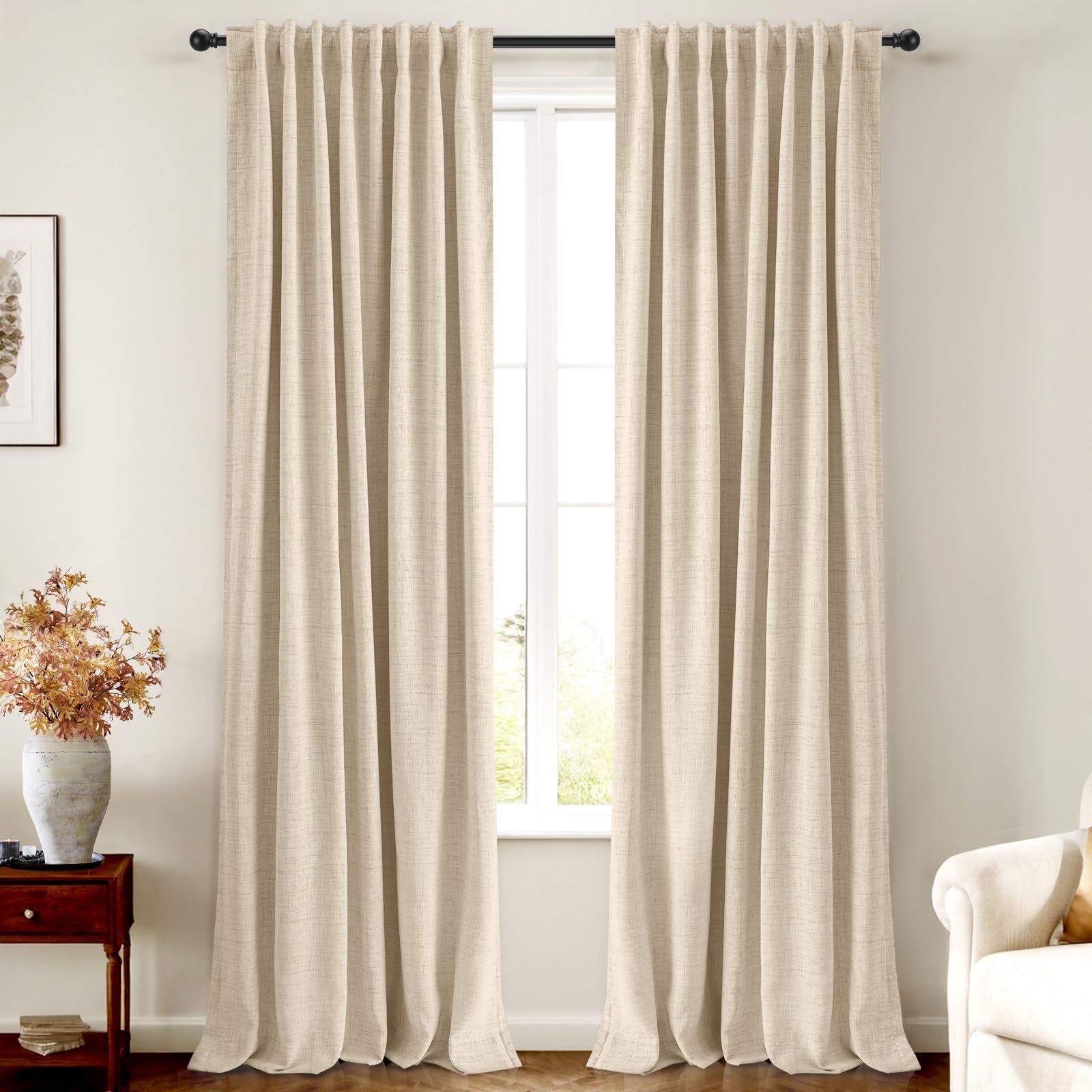 100% Blackout Linen Curtains for Bedroom