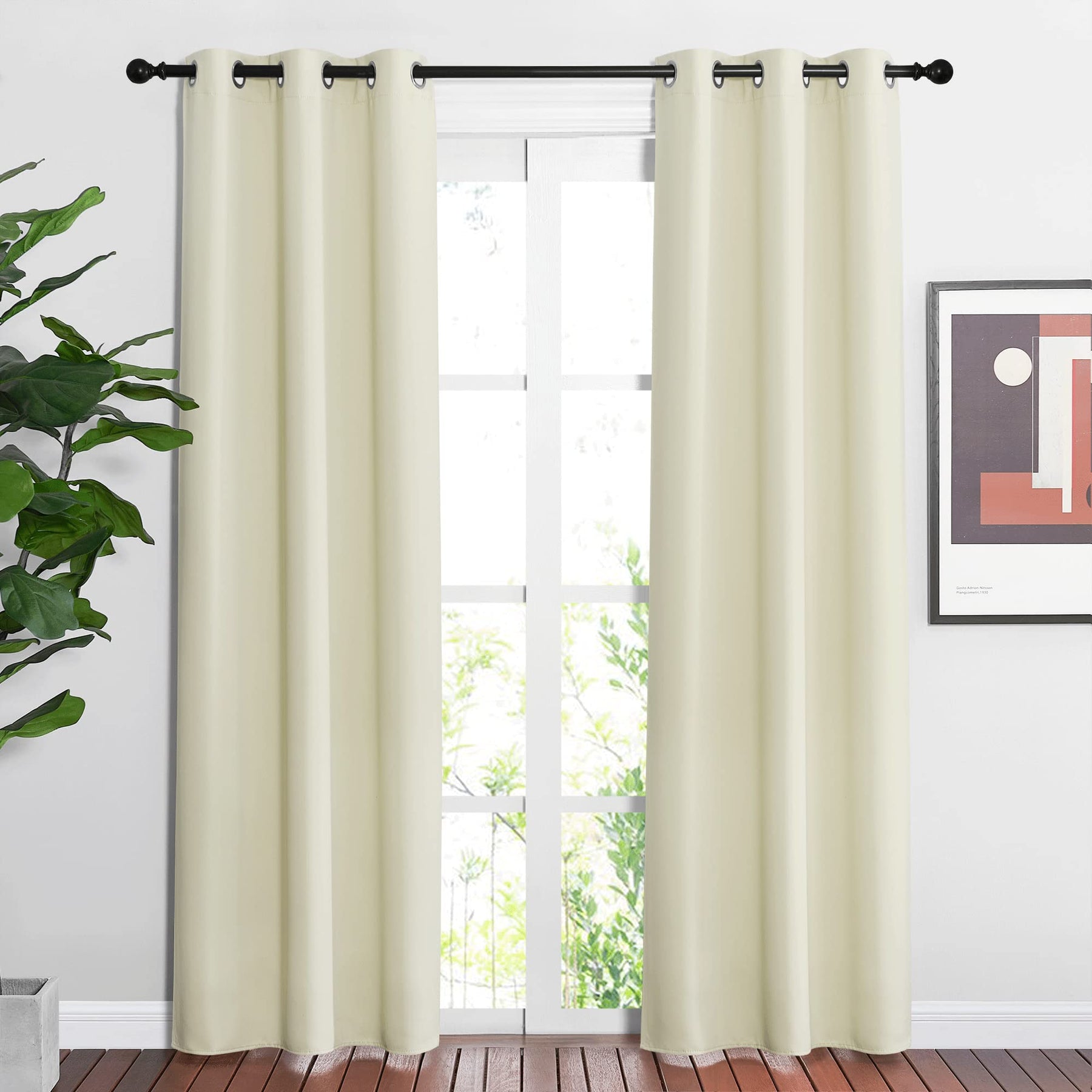 Grommet Blackout Curtains Set for Windows