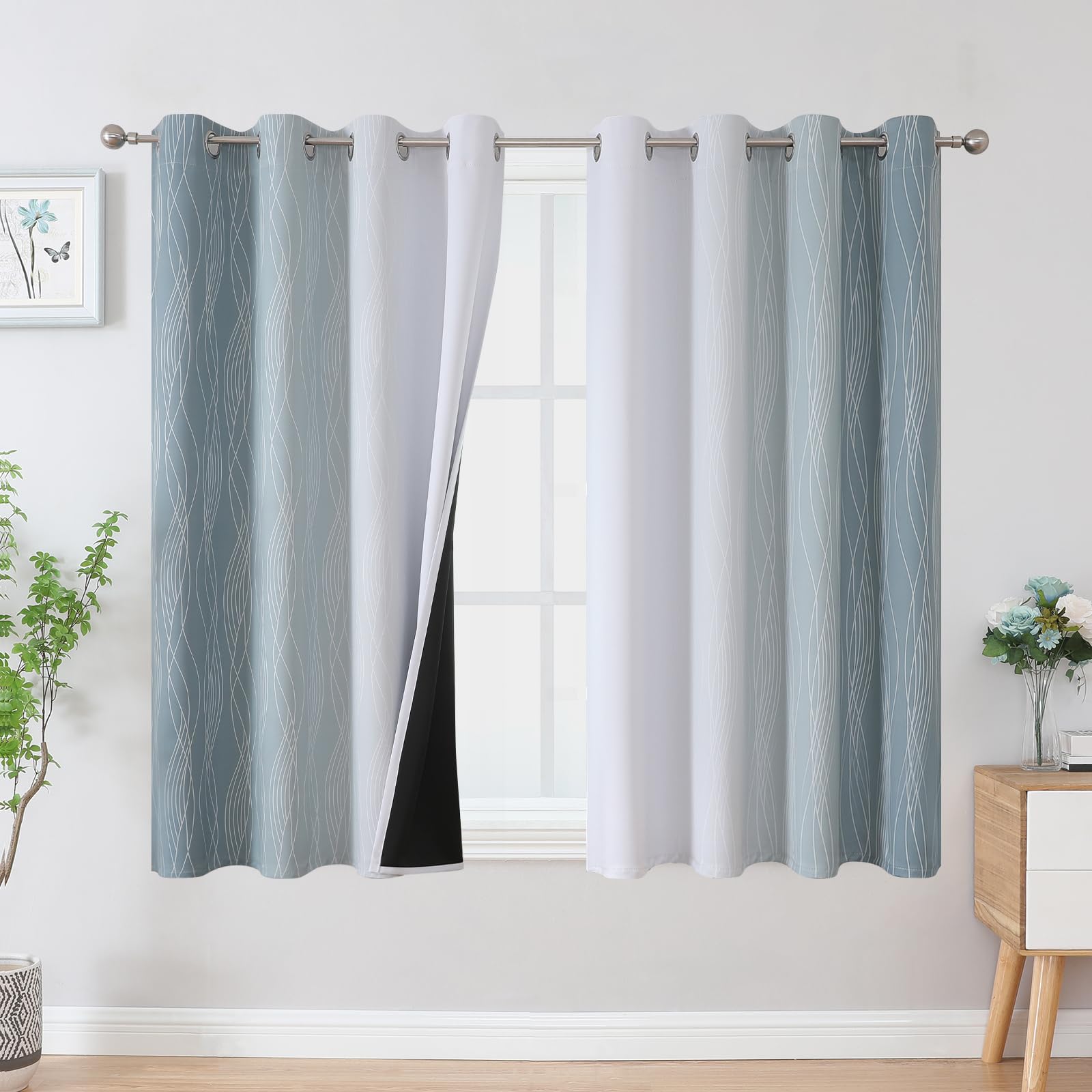 Estelar Textiler Ombre Blackout Curtains for Bedroom 2 Panels Set