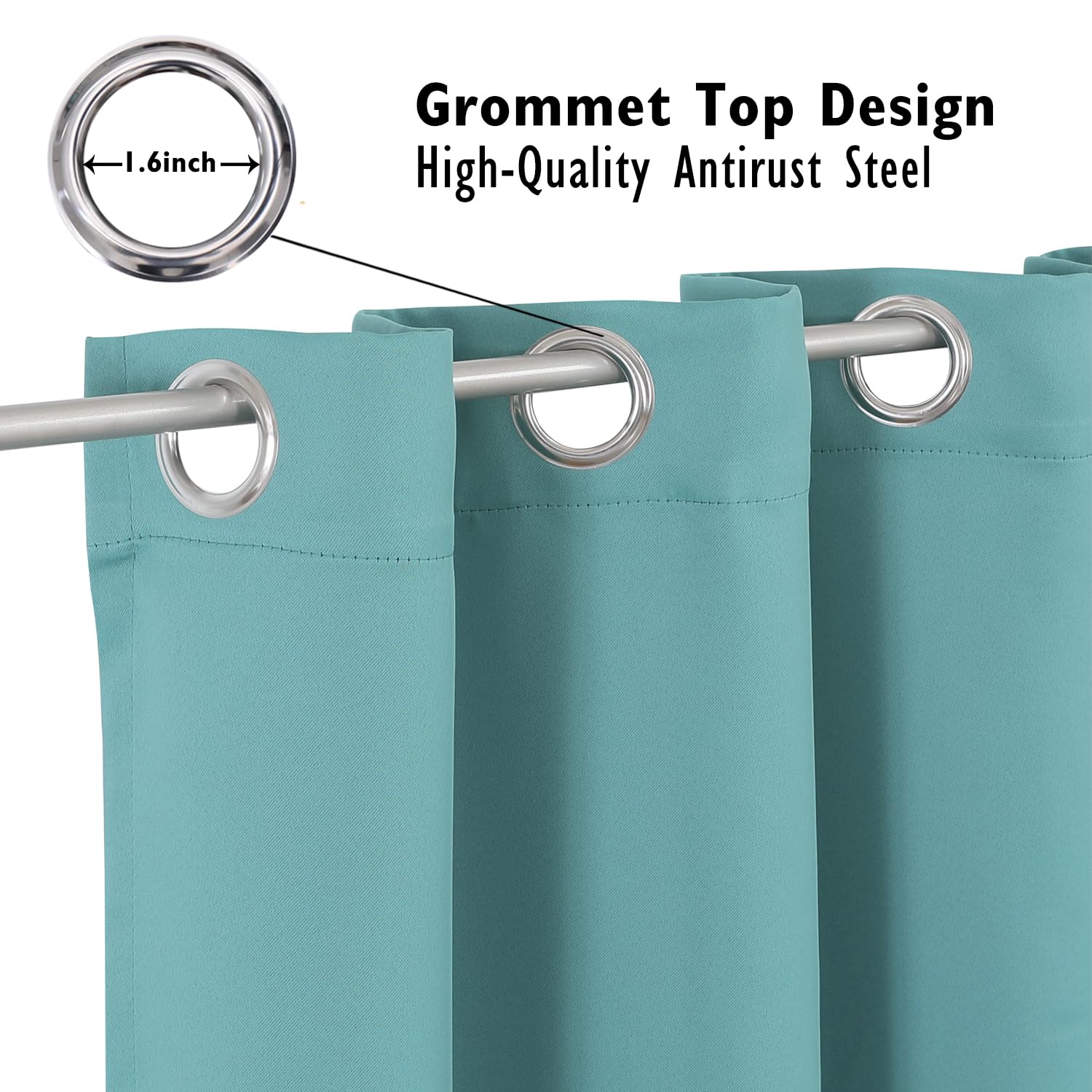 Grommet Blackout Curtains Set for Bedroom & Living Room