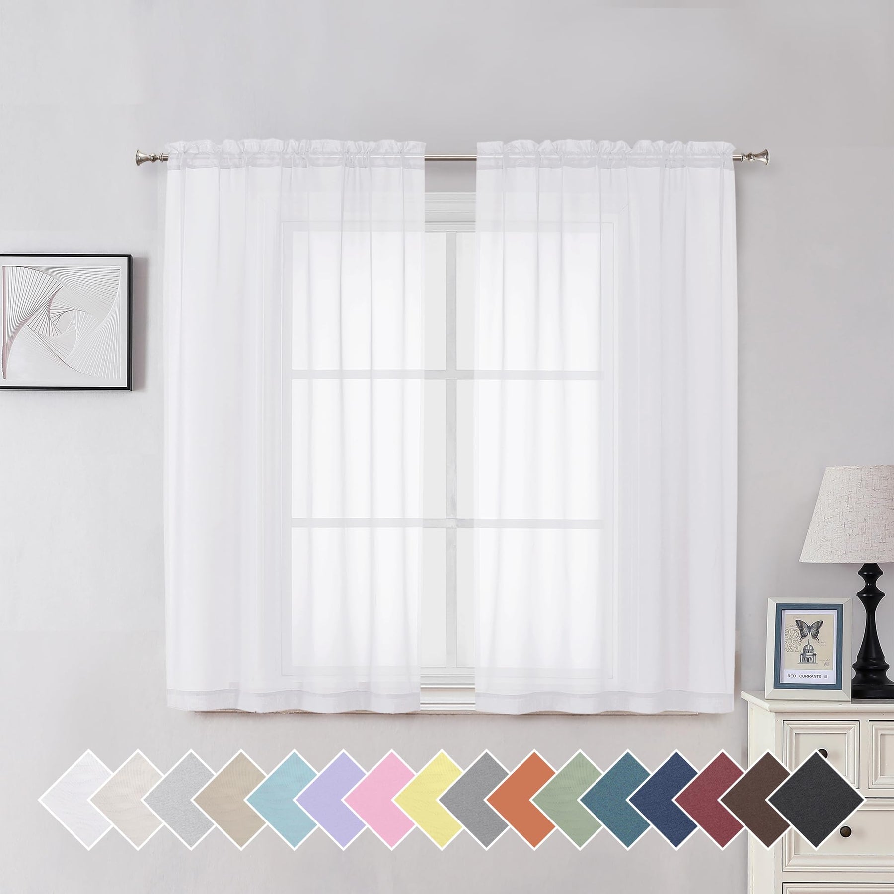 Airy Sheer Voile Curtains Set for Living Room & Bedroom