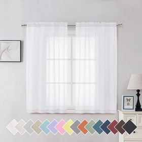 Airy Sheer Voile Curtains Set for Living Room & Bedroom