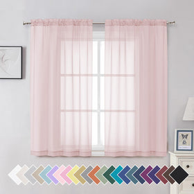 Airy Sheer Voile Curtains Set for Living Room & Bedroom