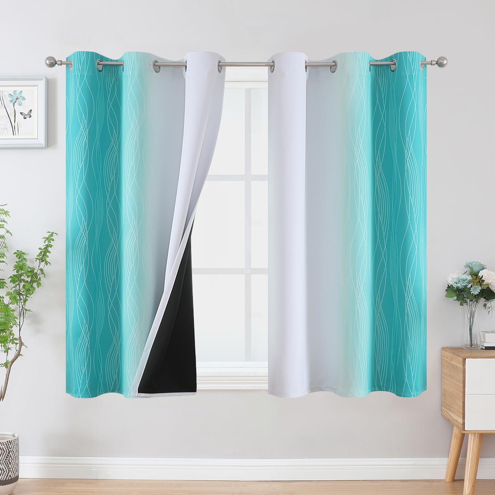 Estelar Textiler Ombre Blackout Curtains for Bedroom 2 Panels Set