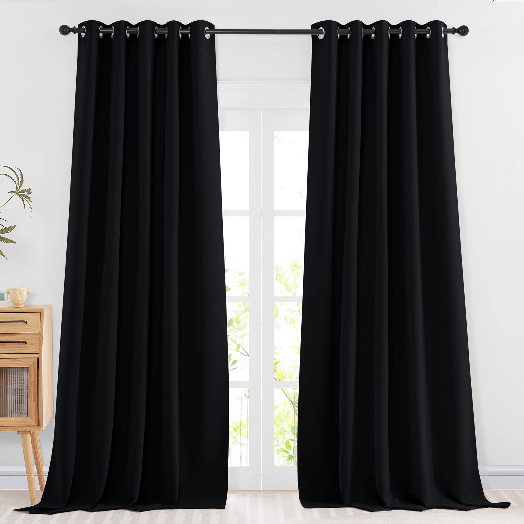 Grommet Blackout Curtains Set for Windows