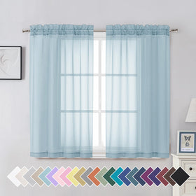 Airy Sheer Voile Curtains Set for Living Room & Bedroom