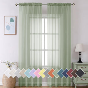 Airy Sheer Voile Curtains Set for Living Room & Bedroom