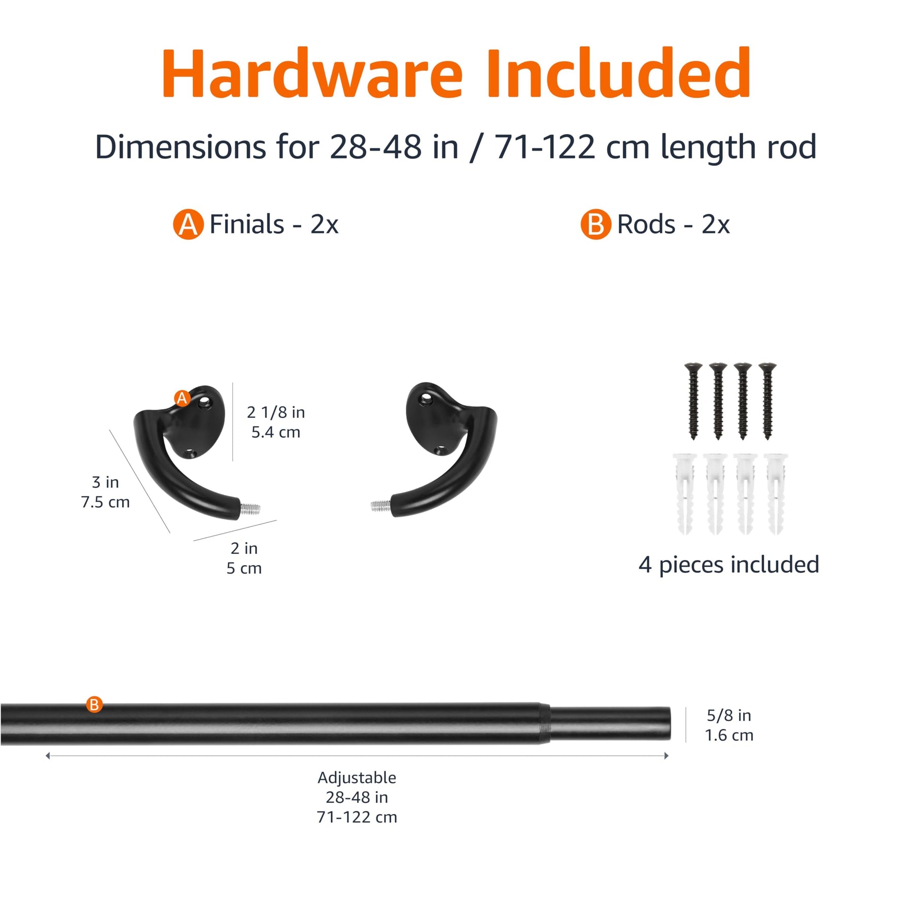 Amazon Basics 5/8-Inch Room Darkening Curtain Rod