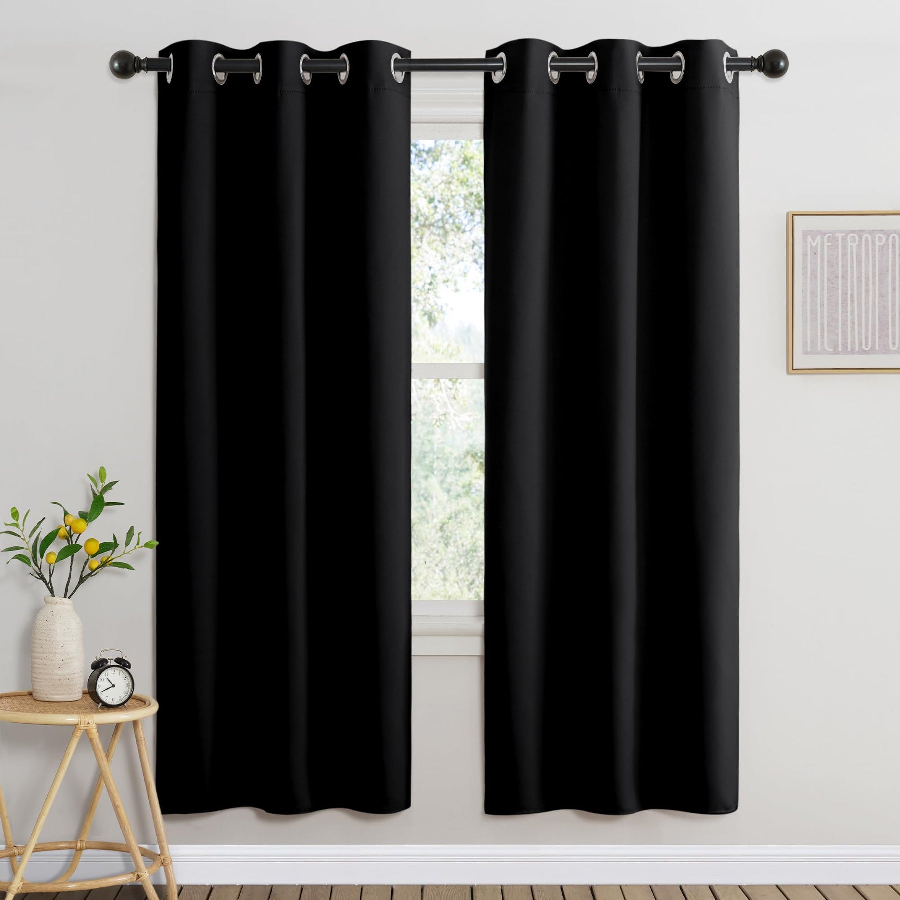 Grommet Blackout Curtains Set for Windows