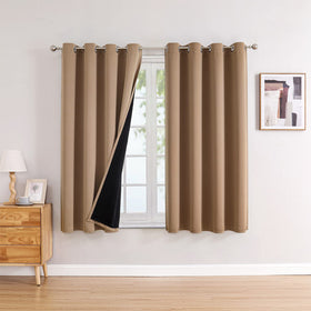 100% Blackout Thermal Insulated Grommet Curtains Set