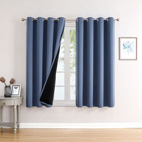 100% Blackout Thermal Insulated Grommet Curtains Set