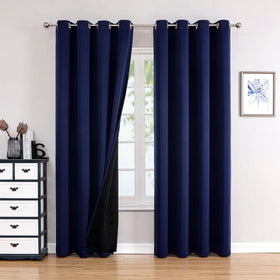 100% Blackout Thermal Insulated Grommet Curtains Set