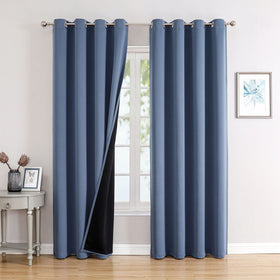 100% Blackout Thermal Insulated Grommet Curtains Set