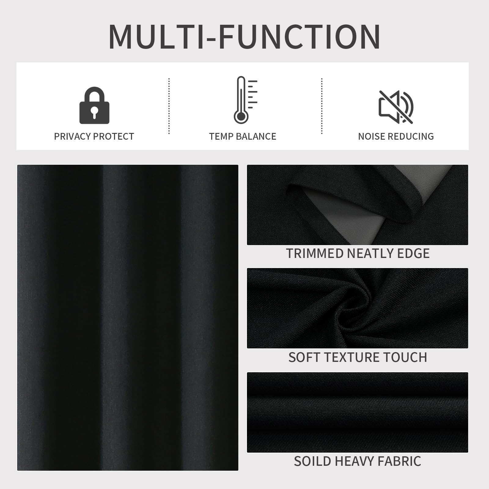 Joydeco 52 Inch Wide Bedroom 100% Faxu Linen Textured Privacy Curtains