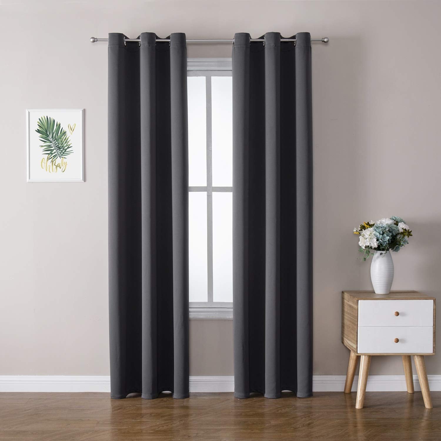 Grommet Blackout Curtains Set for Bedroom & Living Room