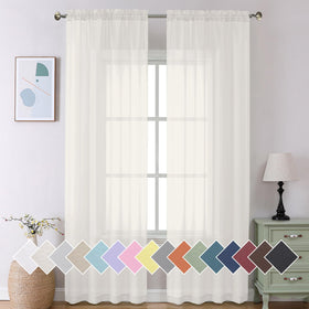 Airy Sheer Voile Curtains Set for Living Room & Bedroom