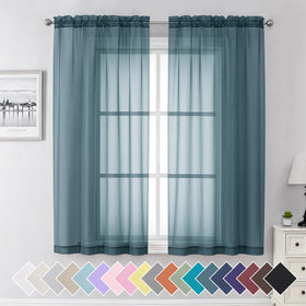 Airy Sheer Voile Curtains Set for Living Room & Bedroom