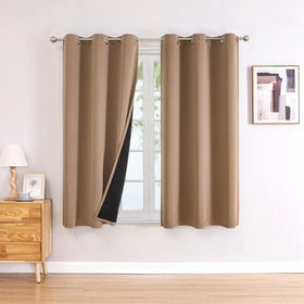 100% Blackout Thermal Insulated Grommet Curtains Set