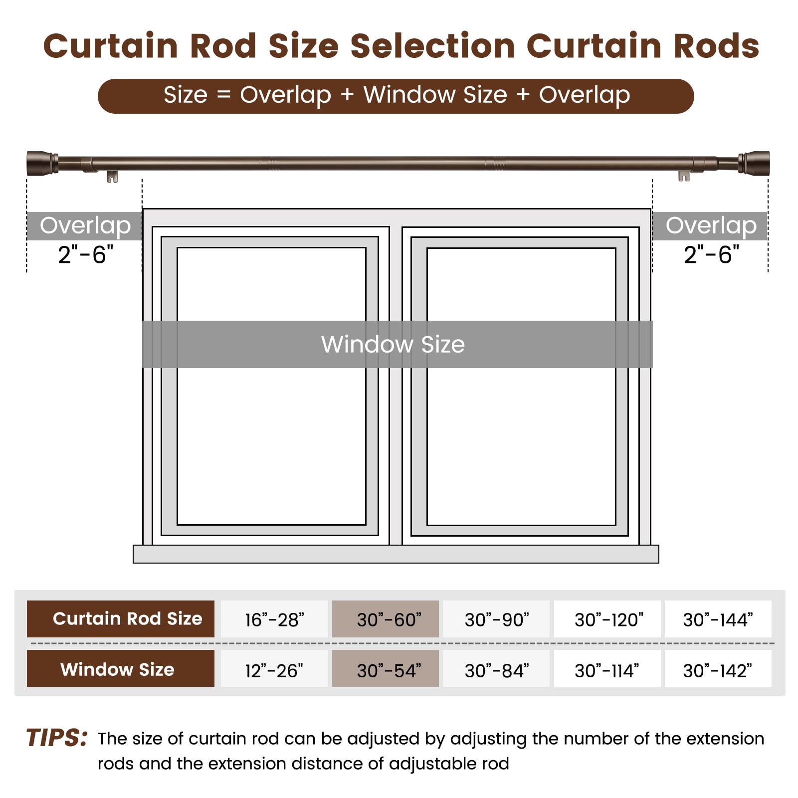 Adjustable Black Curtain Rod Set