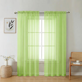 Airy Sheer Voile Curtains Set for Living Room & Bedroom