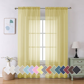 Airy Sheer Voile Curtains Set for Living Room & Bedroom