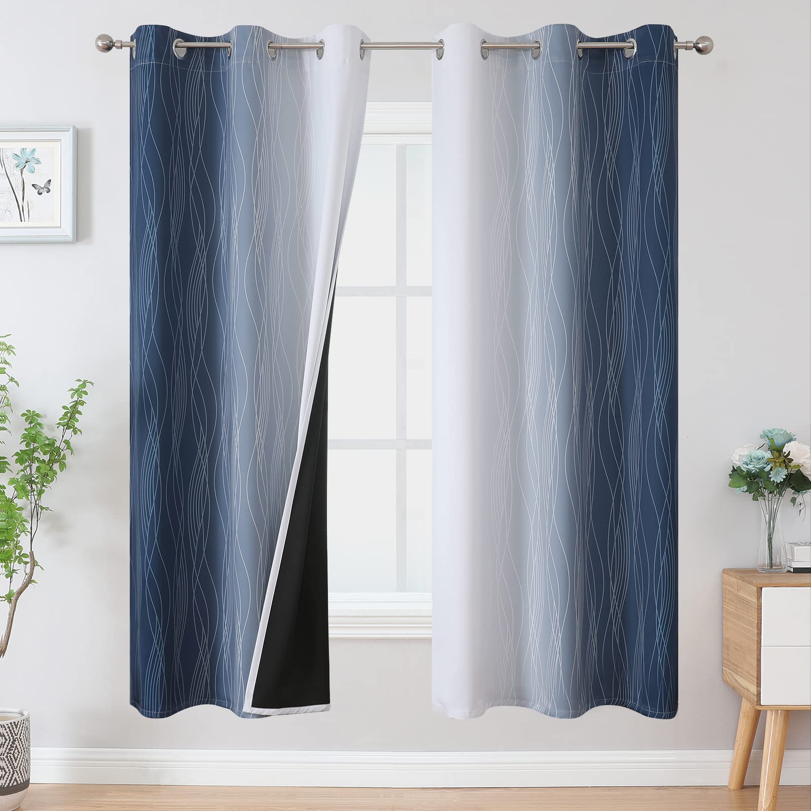 Estelar Textiler Ombre Blackout Curtains for Bedroom 2 Panels Set