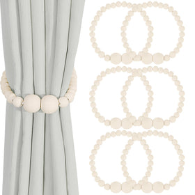 Boho Wood Bead Magnetic Curtain Tiebacks