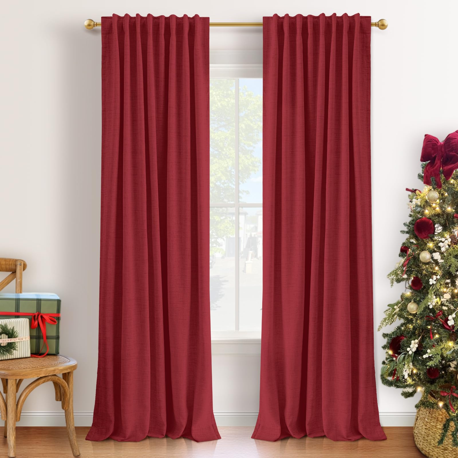 100% Blackout Linen Curtains for Bedroom