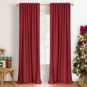 100% Blackout Linen Curtains for Bedroom