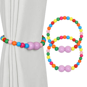 Boho Wood Bead Magnetic Curtain Tiebacks