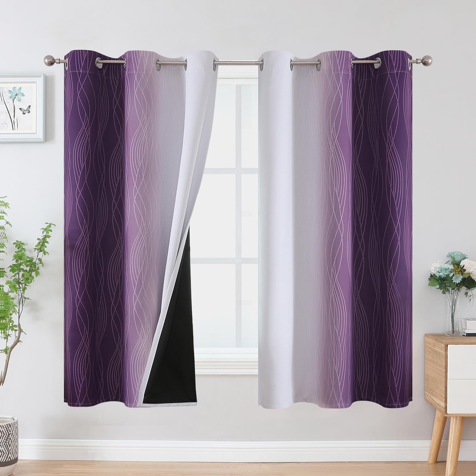 Estelar Textiler Ombre Blackout Curtains for Bedroom 2 Panels Set