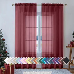 Airy Sheer Voile Curtains Set for Living Room & Bedroom