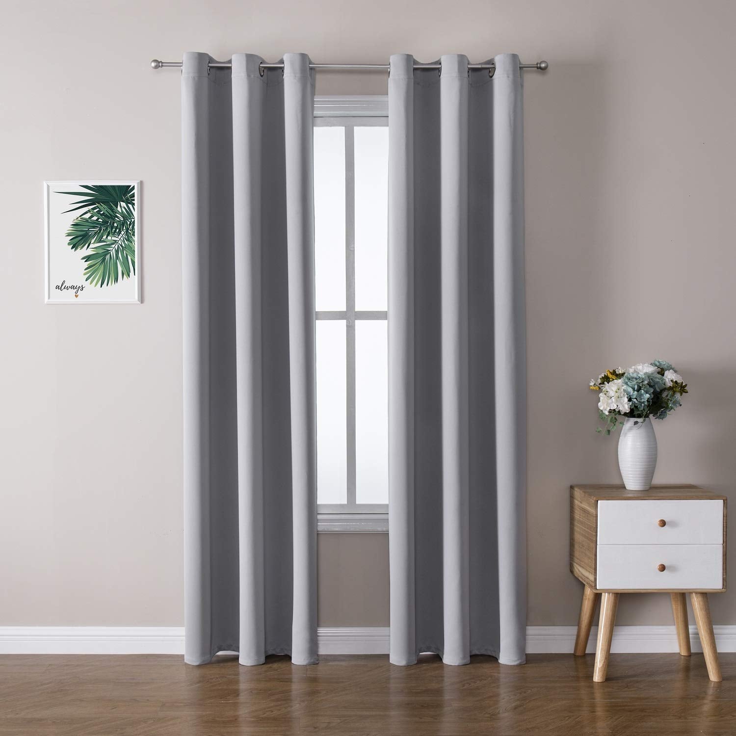 Grommet Blackout Curtains Set for Bedroom & Living Room