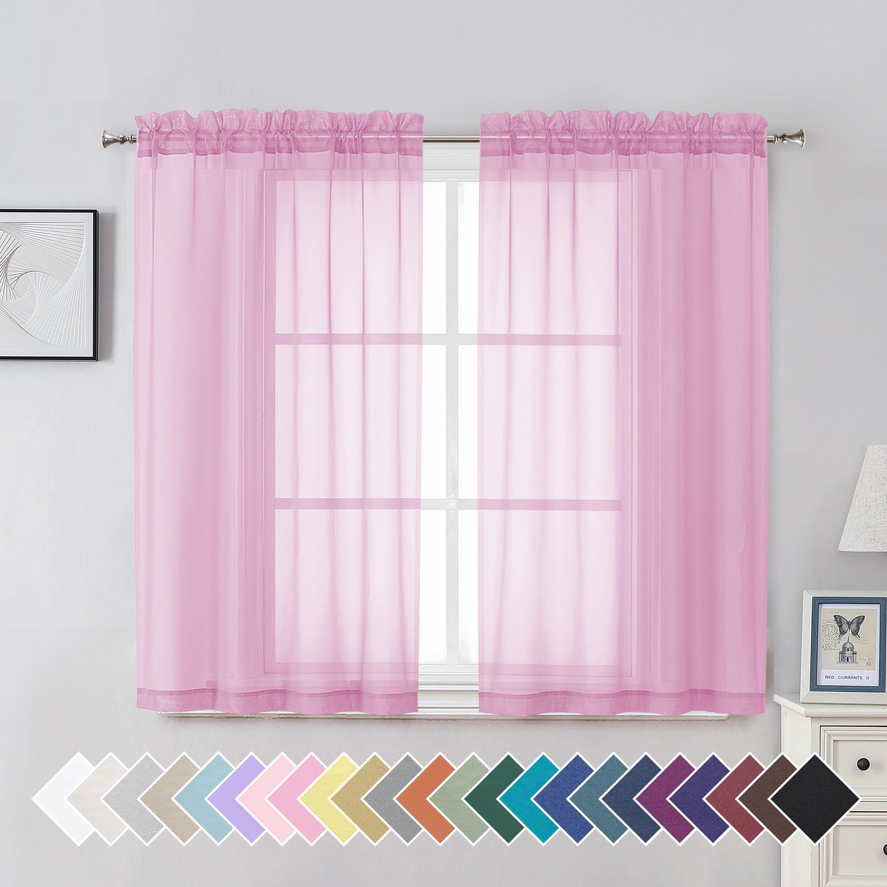 Airy Sheer Voile Curtains Set for Living Room & Bedroom